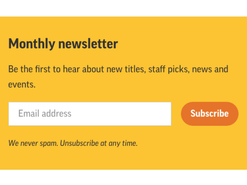 Screenshot of the newsletter signup form.