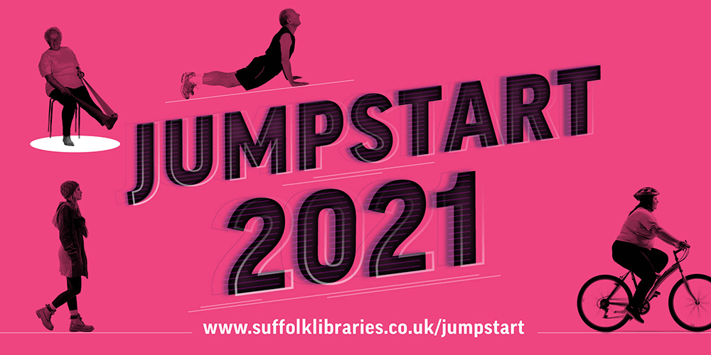 Jumpstart 2021 with images of people cycling and doing yoga poses