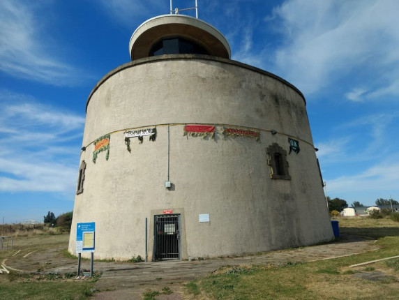 Clare's exterior textile installation at the Jaywick Martello tower on the North Essex coast.