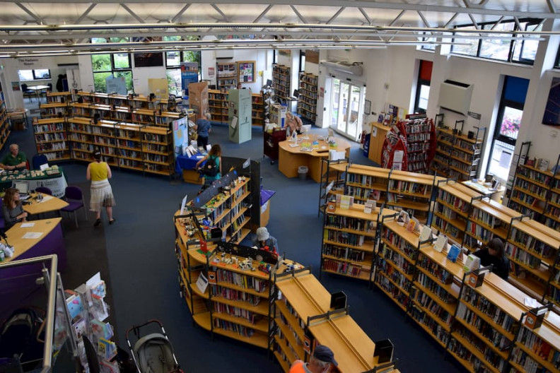 Birdseye view of the inside of Felixstowe Library