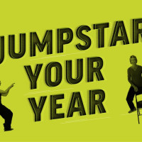 Image text: Jumpstart your year. Images of people doing light exercises.